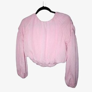 Pink Linen Cropped Top
